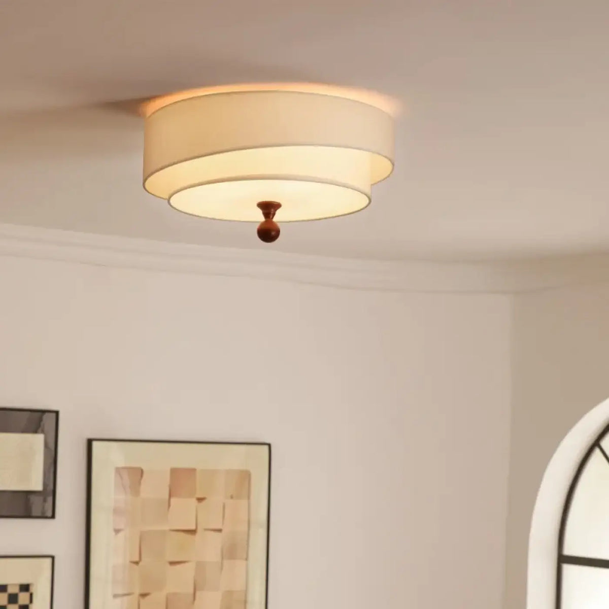 Plafonnier rond de style ancien, blanc ou vert, blanc