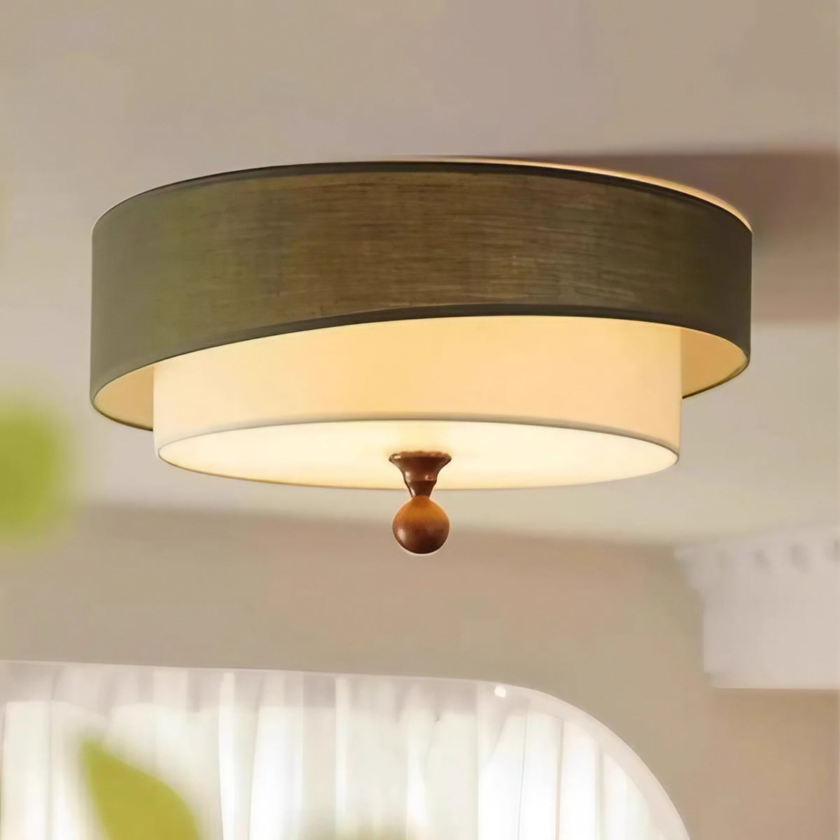 Plafonnier rond de style ancien, blanc ou vert, vert