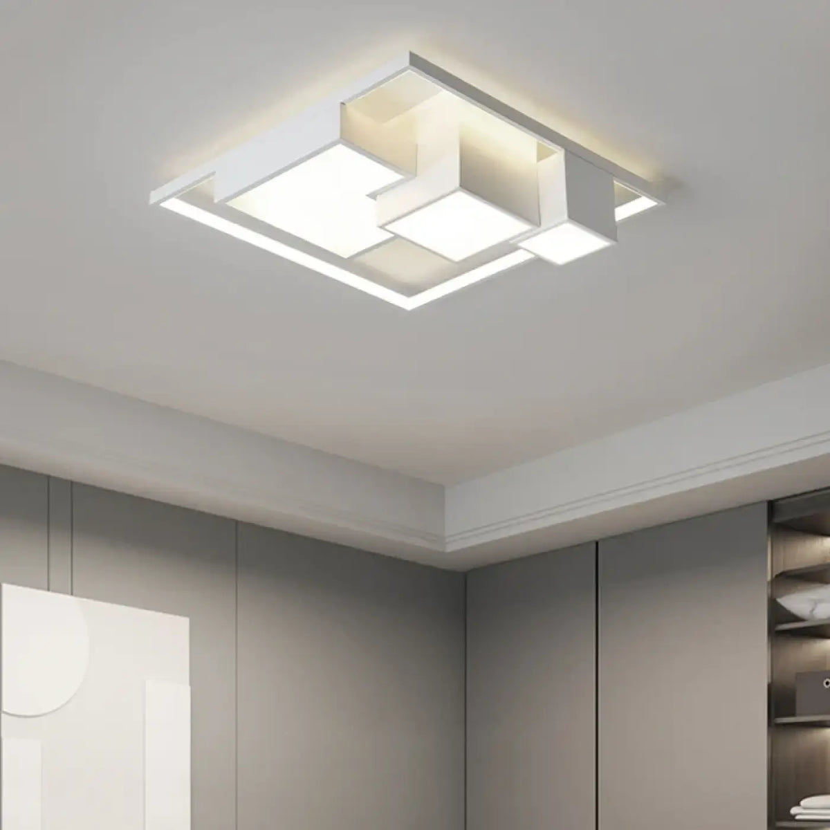 Plafonnier contemporain noir ou blanc, taille S ou M, blanc