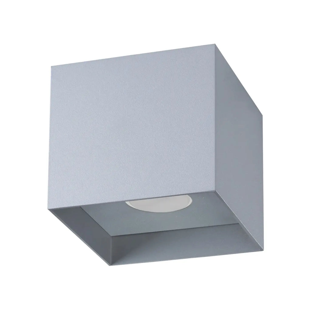 Plafonnier cube en aluminium gris mat, spot en saillie GU10