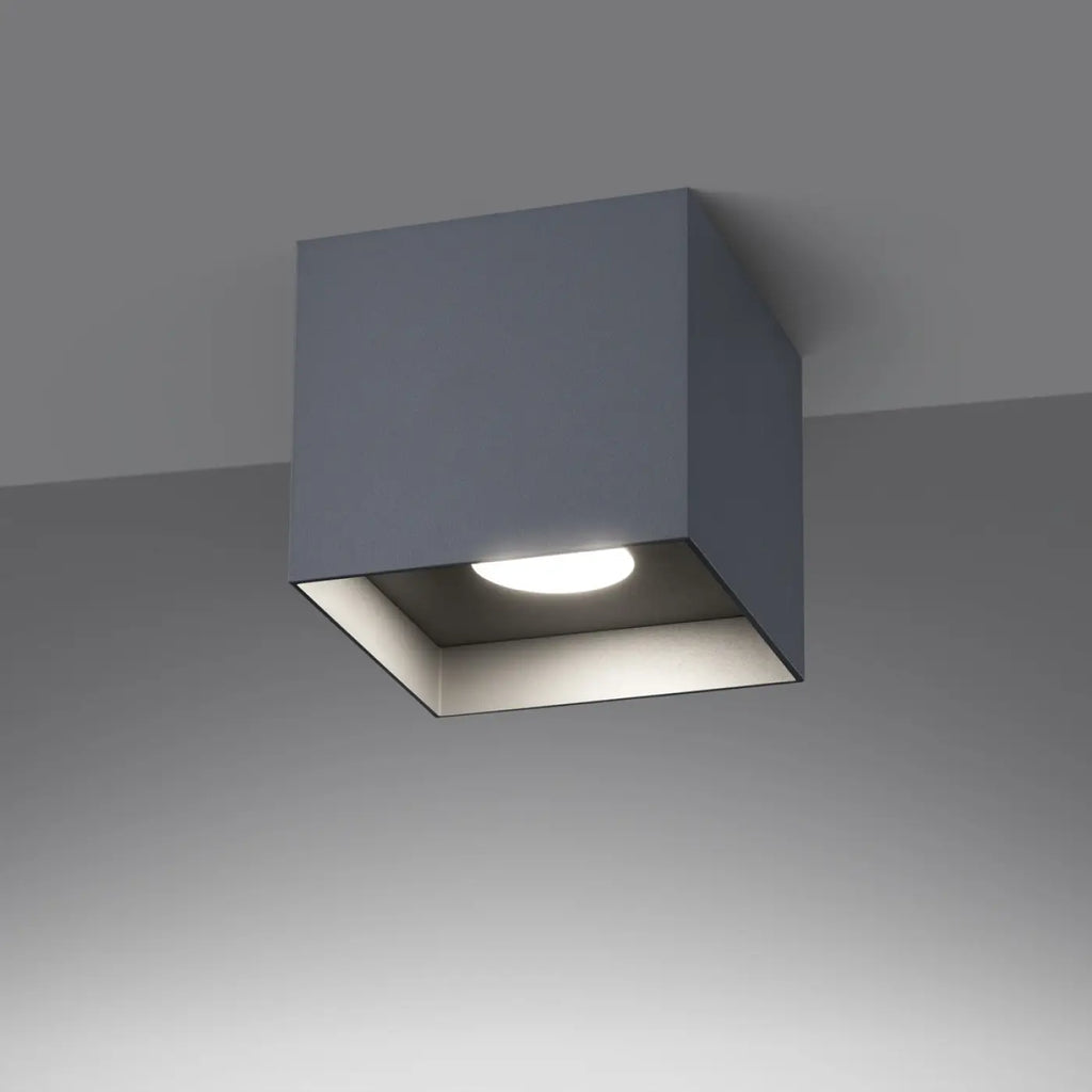Plafonnier cube en aluminium gris mat, spot en saillie GU10