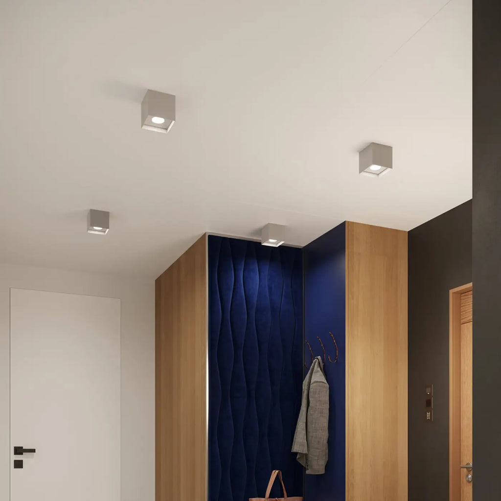 Plafonnier cube en aluminium gris mat, spot en saillie GU10