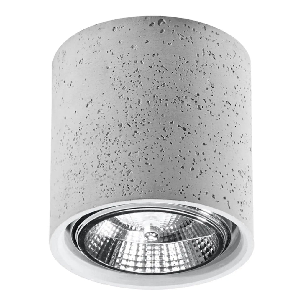 Plafonnier cylindre en béton gris, spot en saillie GU10