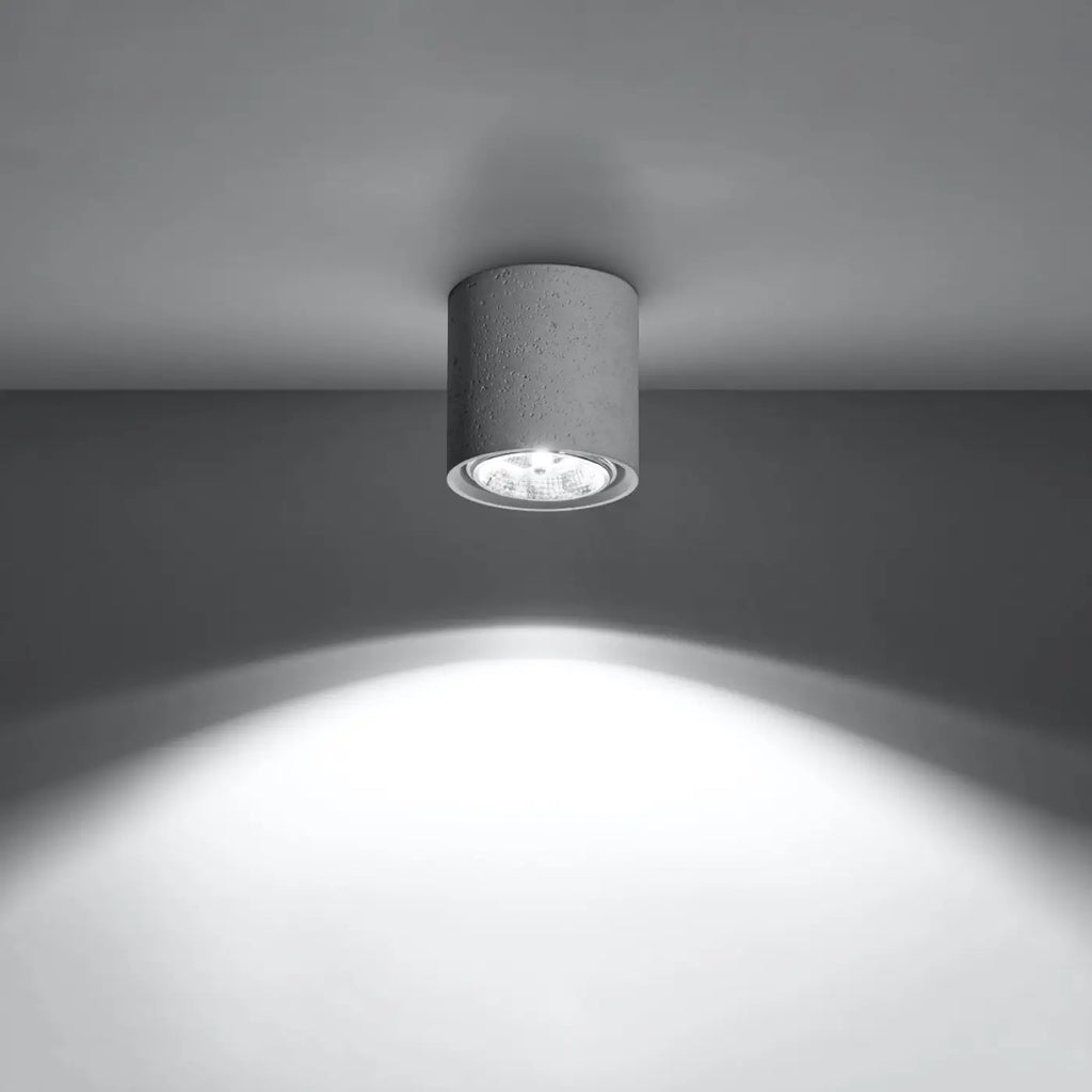 Plafonnier cylindre en béton gris, spot en saillie GU10