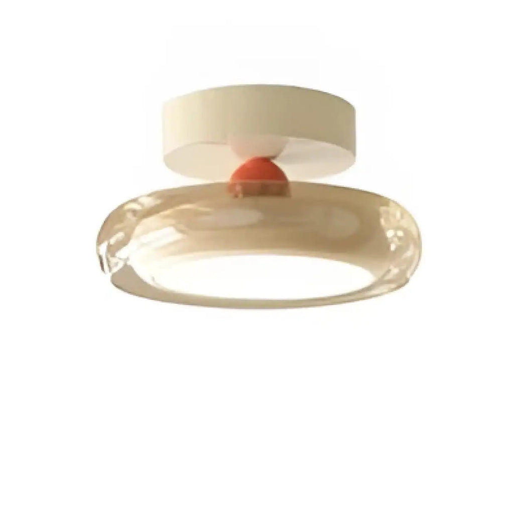 Plafonnier en verre soufflé rétro, beige, jaune ou marron, beige