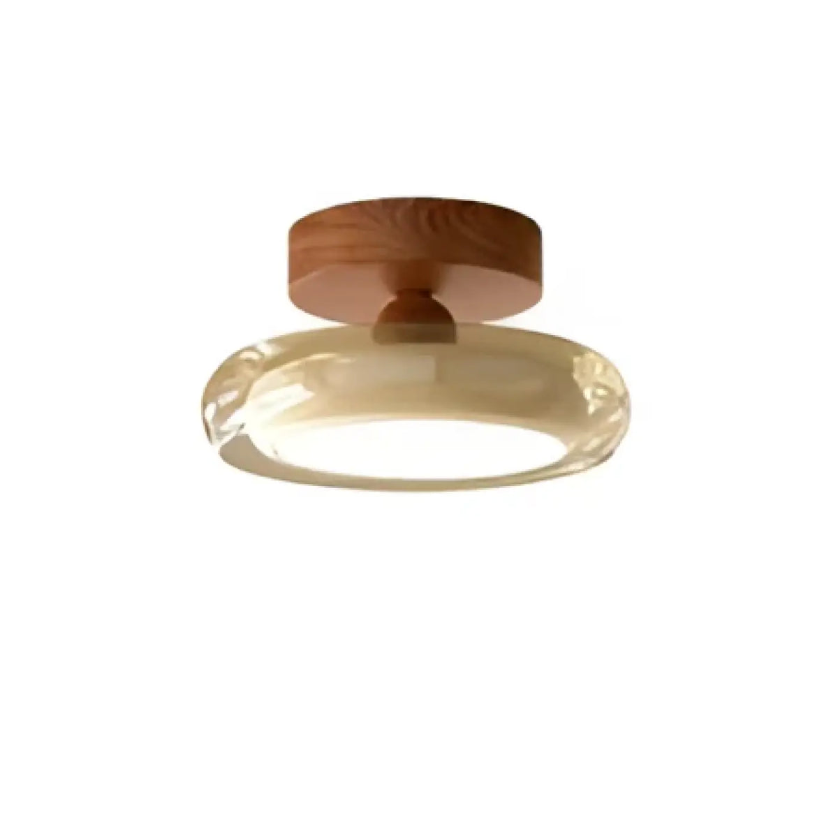 Plafonnier en verre soufflé rétro, beige, jaune ou marron, marron
