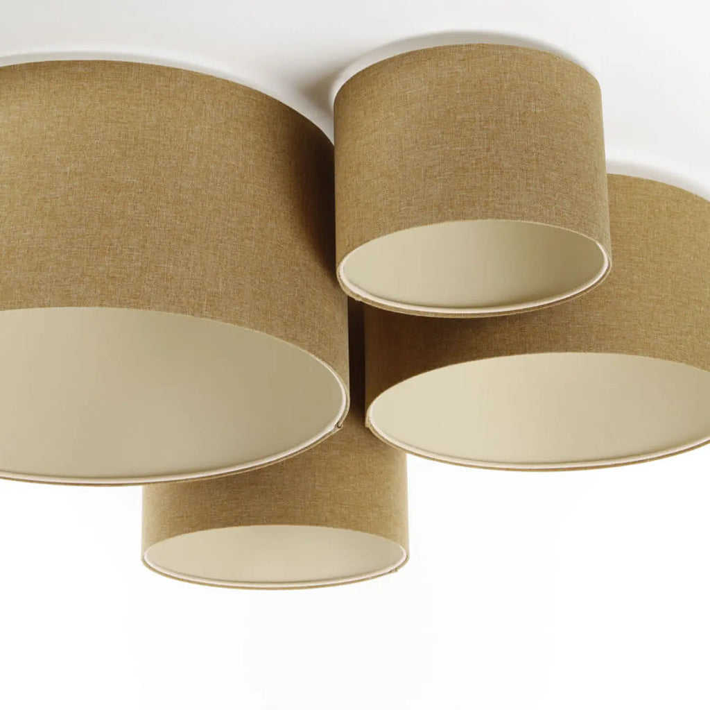 Plafonnier 4 cylindres en tissu écru, 92 cm de large