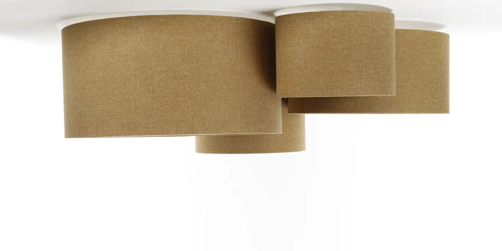 Plafonnier 4 cylindres en tissu écru, 92 cm de large