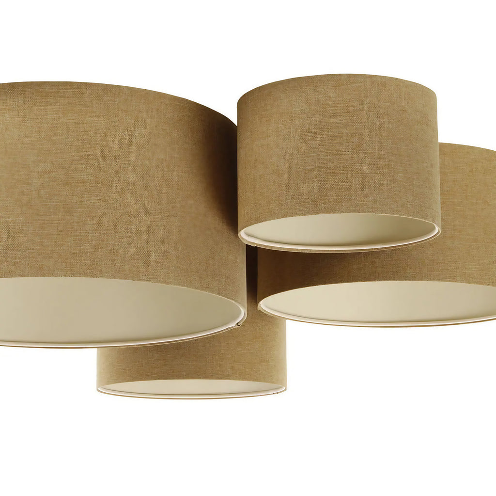 Plafonnier 4 cylindres en tissu écru, 92 cm de large
