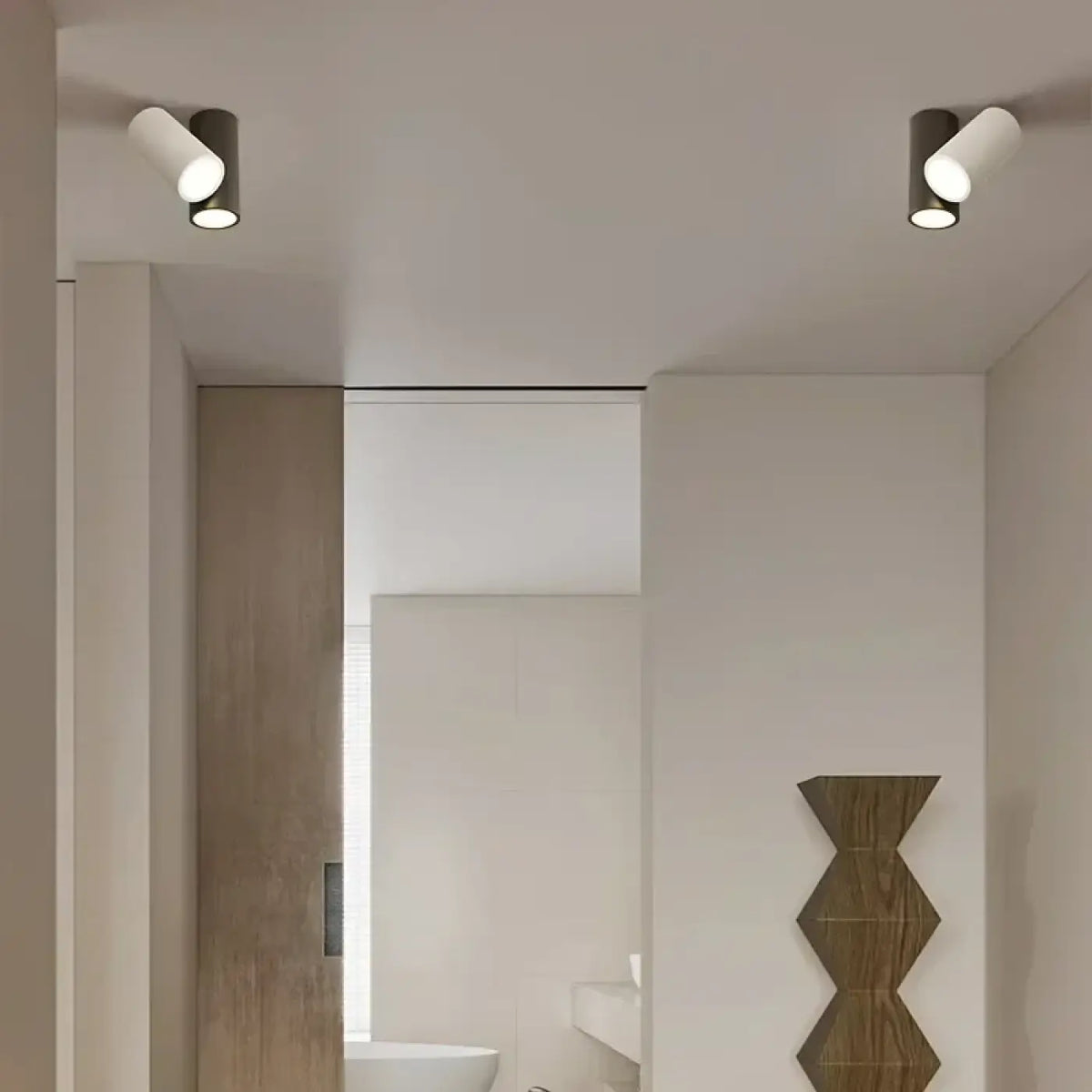 Plafonnier minimaliste noir et blanc, deux ou trois lampes
