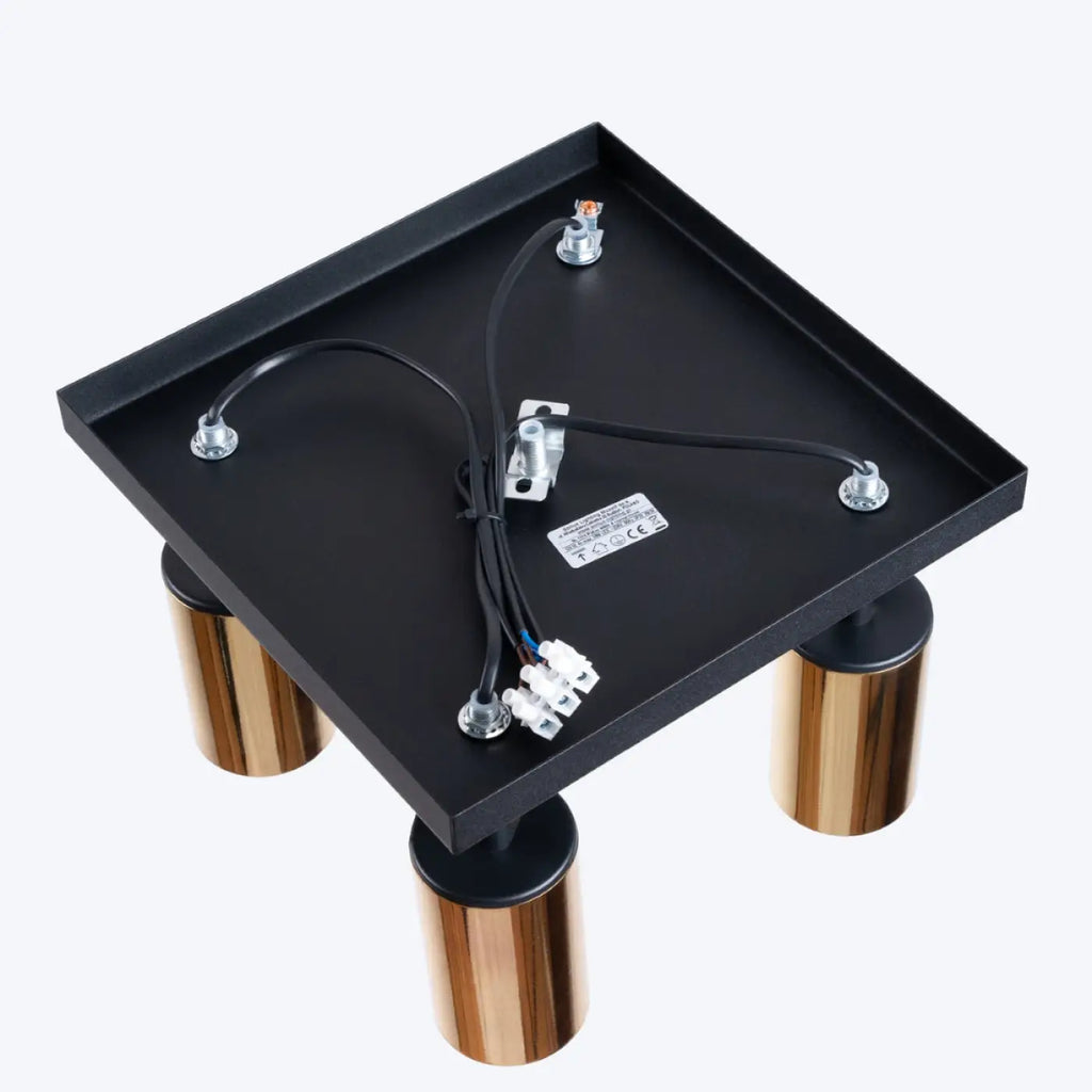 Plafonnier 4 spots orientables noir et doré, sur platine de 25 cm