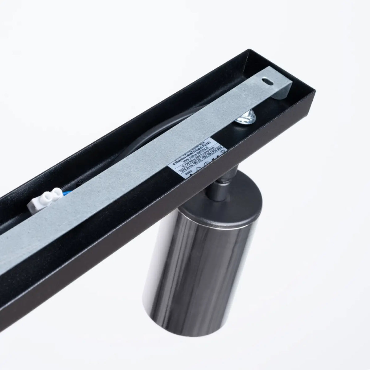 Plafonnier 2 spots orientables noir et chrome, barre de 30 cm