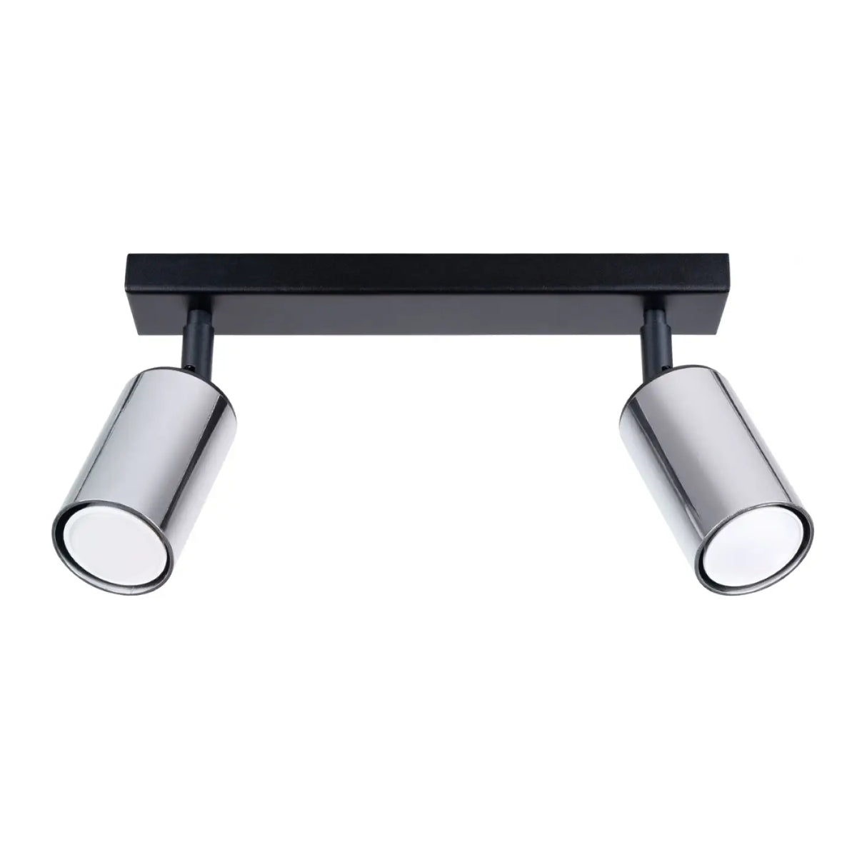 Plafonnier 2 spots orientables noir et chrome, barre de 30 cm