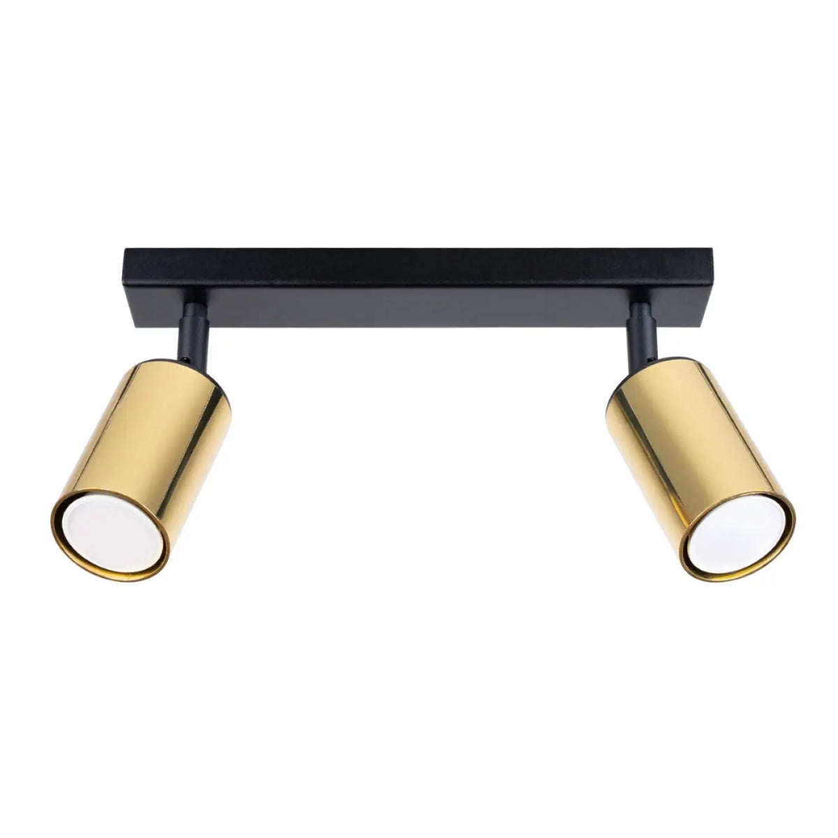 Plafonnier 2 spots orientables noir et doré, barre de 30 cm