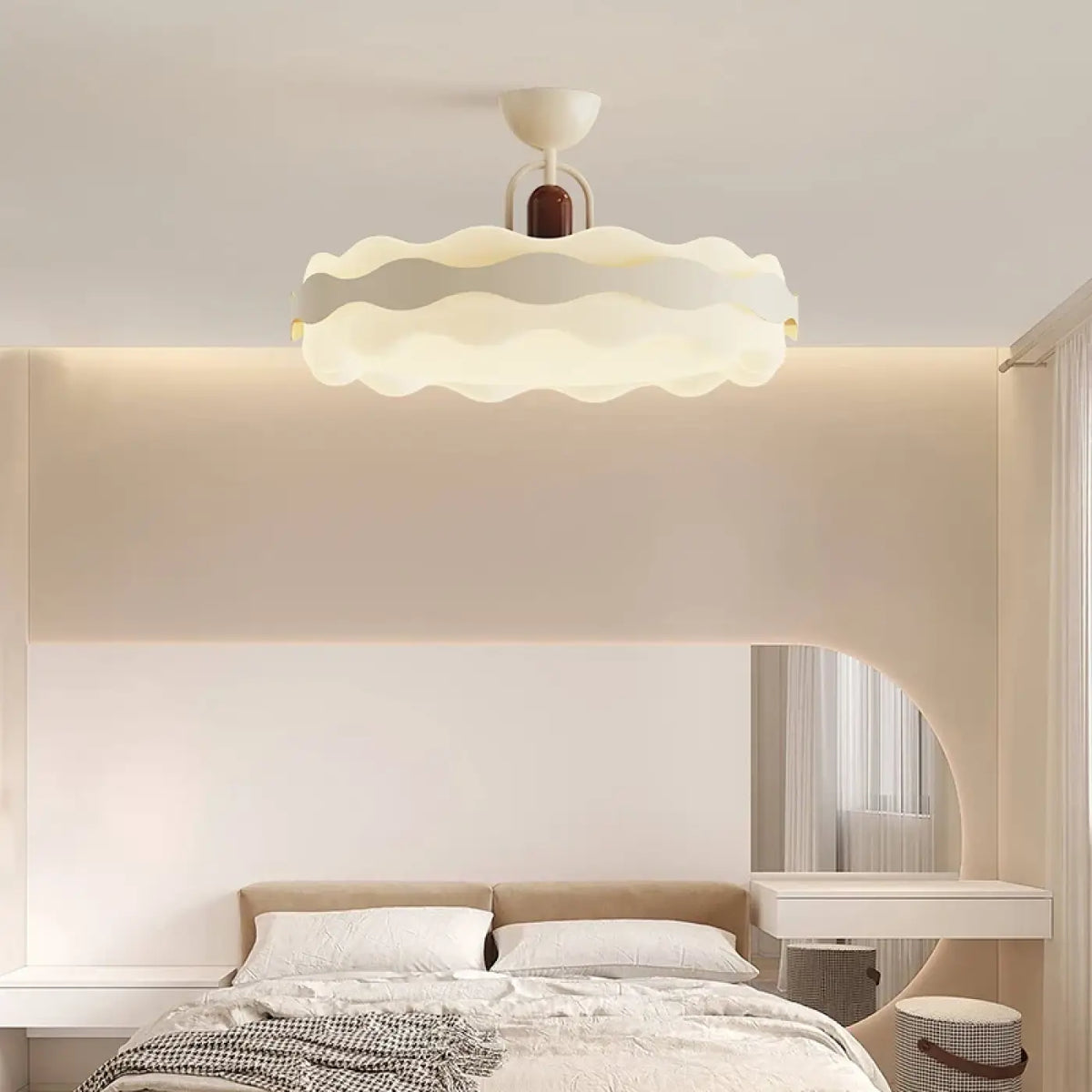 Plafonnier organique effet vague, blanc ou marron