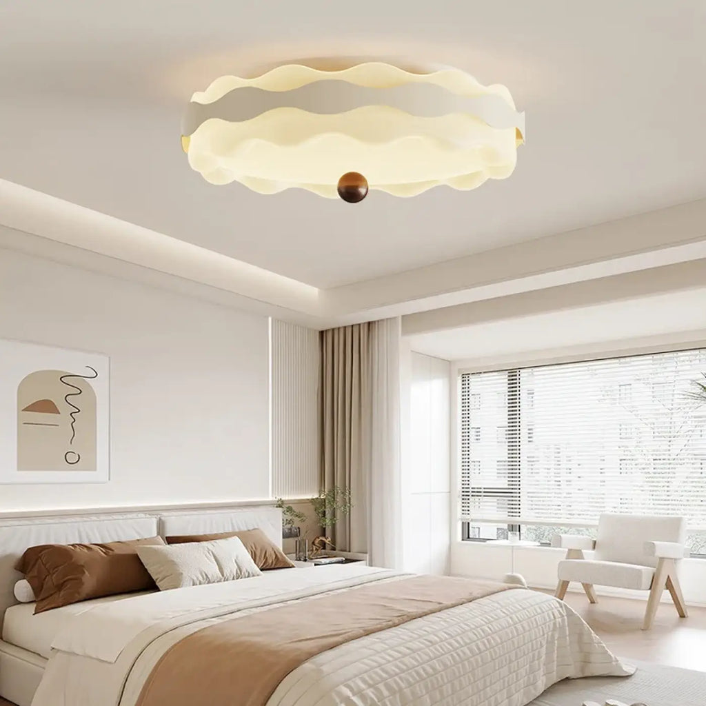 Plafonnier organique effet vague, blanc ou marron, blanc