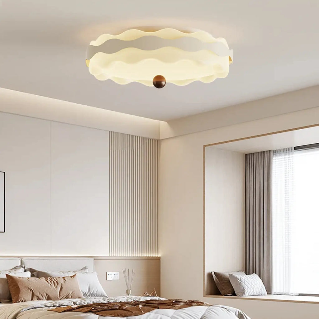 Plafonnier organique effet vague, blanc ou marron