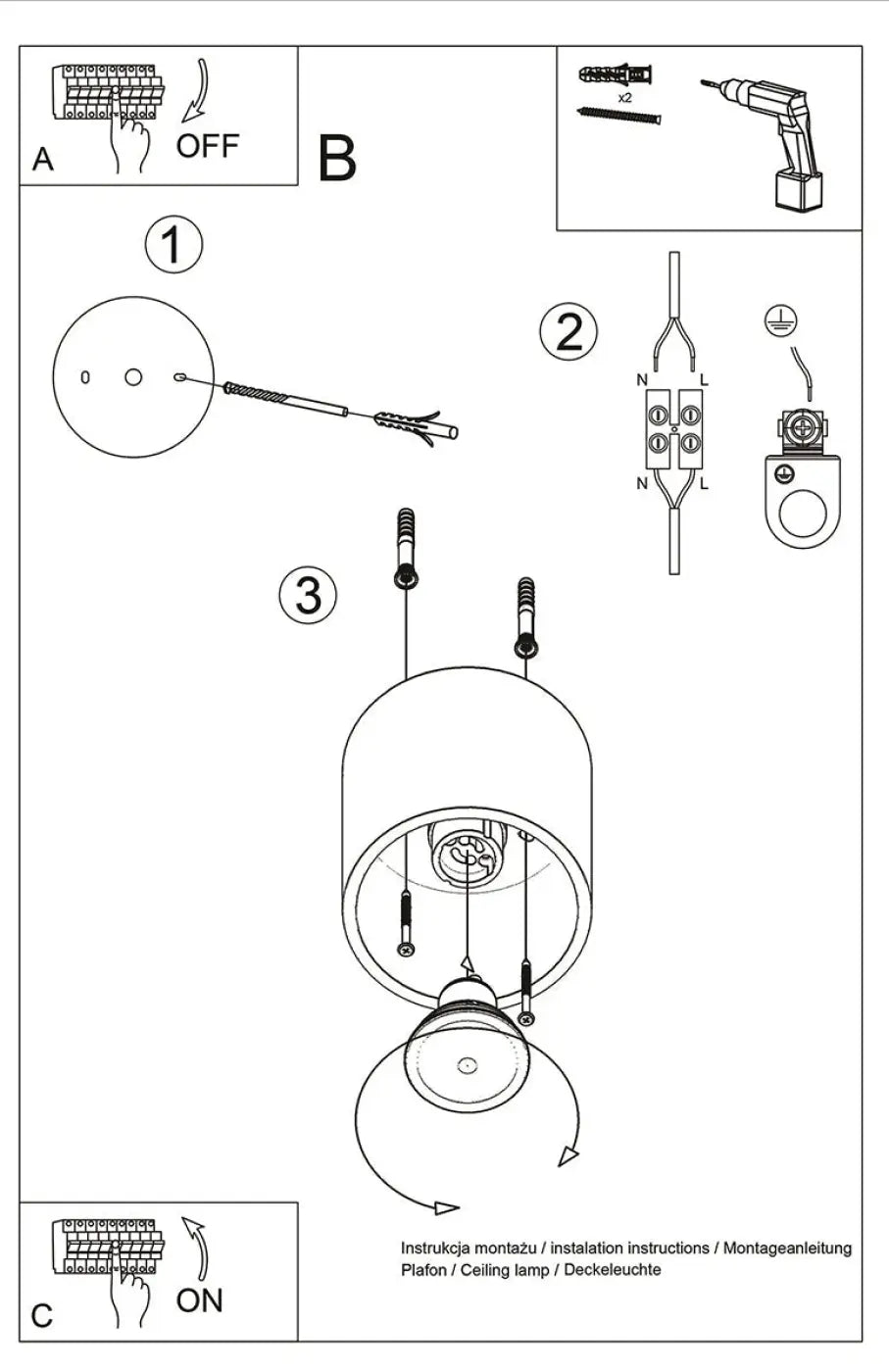 Petit plafonnier cylindre doré, spot en saillie GU10