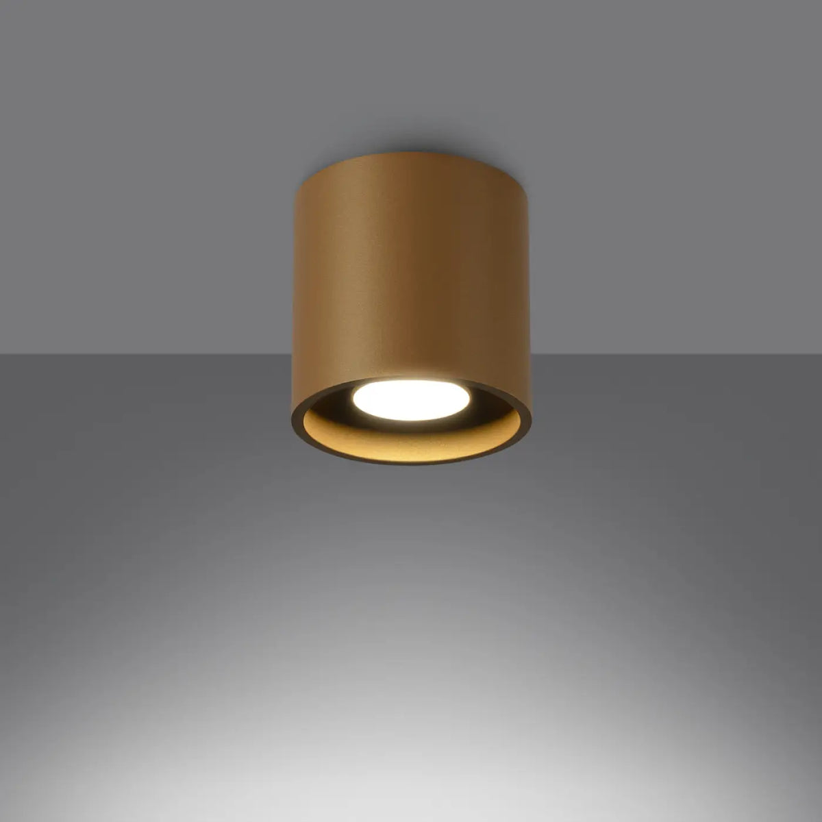 Petit plafonnier cylindre doré, spot en saillie GU10