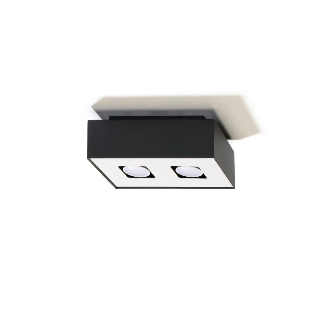 Plafonnier rectangulaire en acier noir à deux spots GU10