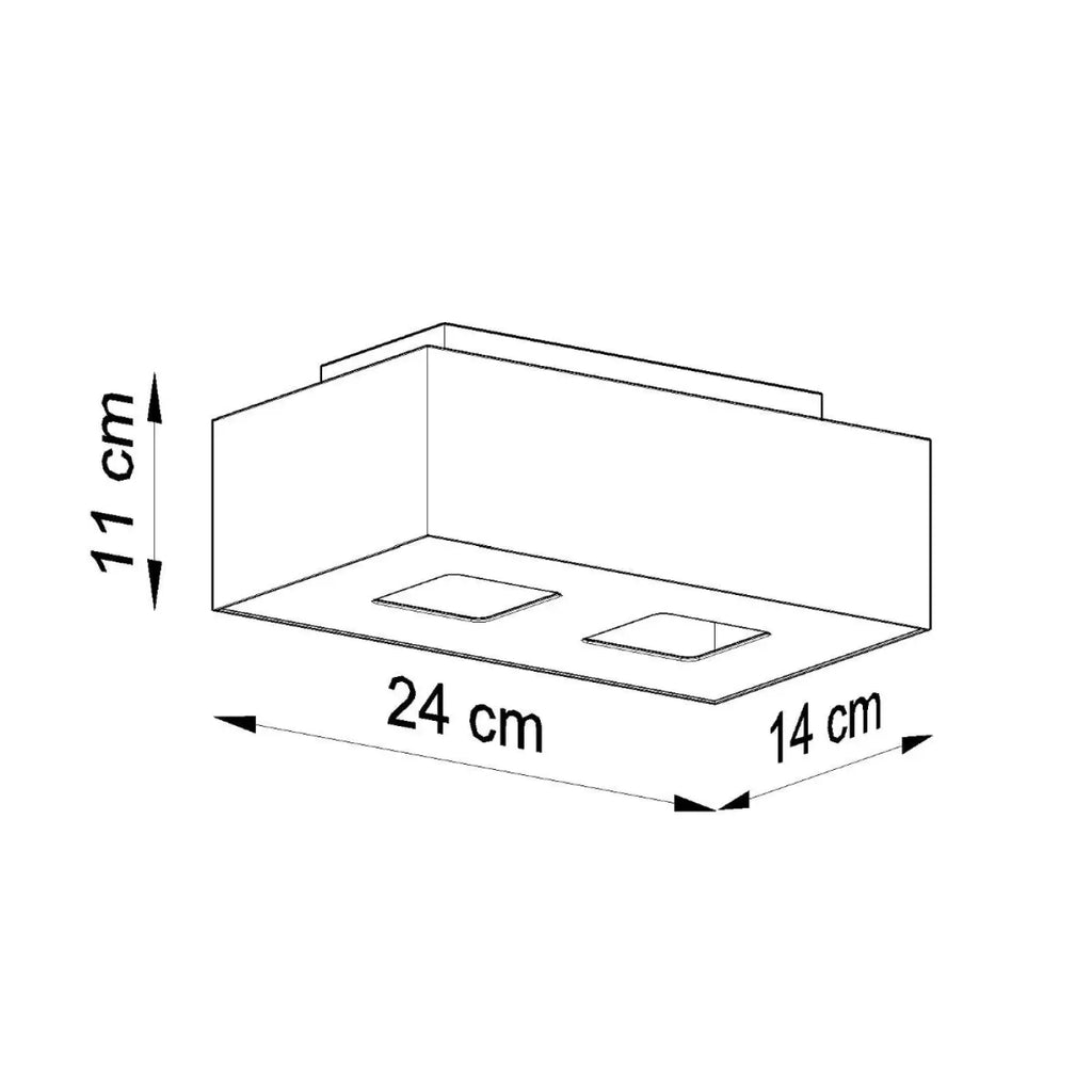 Plafonnier rectangulaire en acier noir à deux spots GU10