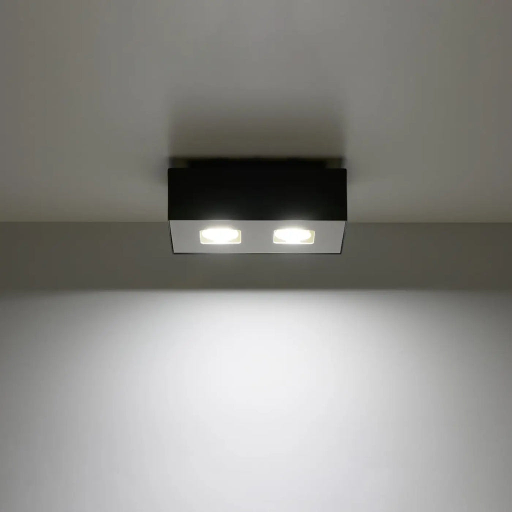 Plafonnier rectangulaire en acier noir à deux spots GU10
