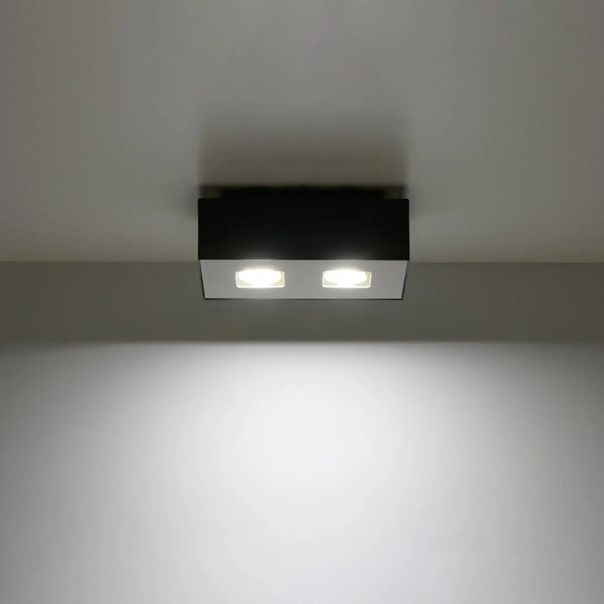 Plafonnier rectangulaire en acier noir à deux spots GU10