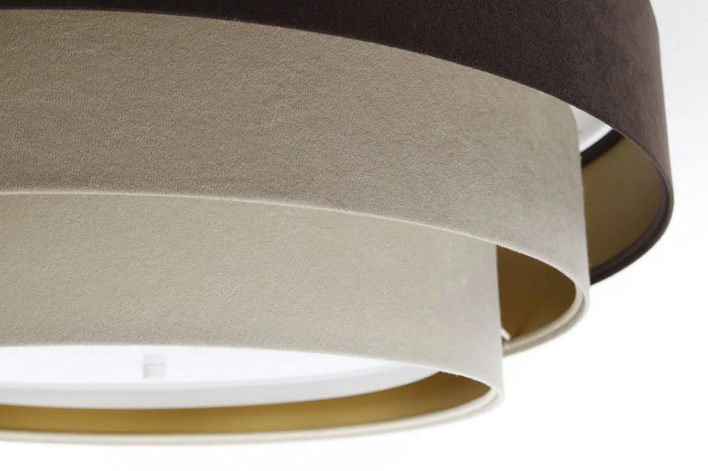 Plafonnier en velours marron et beige, intérieur doré, 60 cm