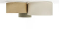 Plafonnier 3 cylindres en tissu beige, vert gris et crème, 92 cm