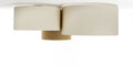 Plafonnier 3 cylindres en tissu moutarde et crème, 92 cm de large