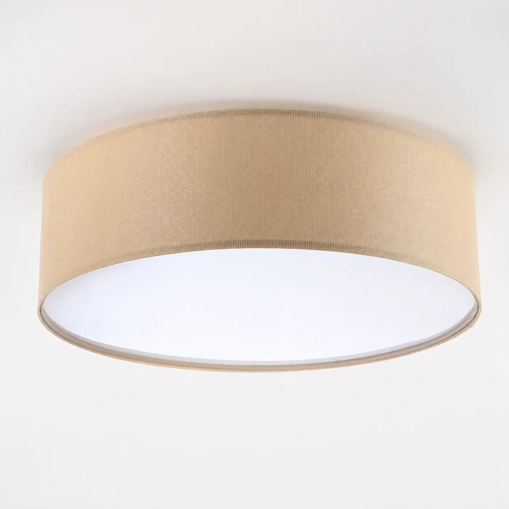 Plafonnier rond en tissu beige avec diffuseur, 50 cm