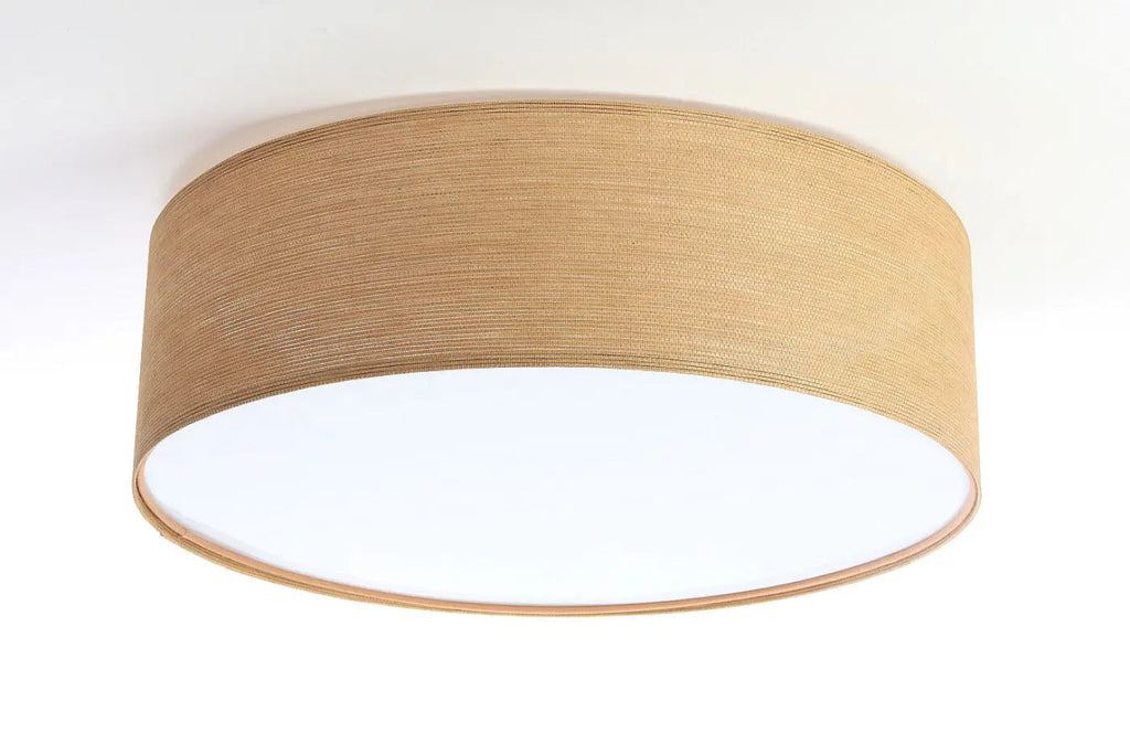 Plafonnier rond en tissu caramel tissé, 50 cm de diamètre
