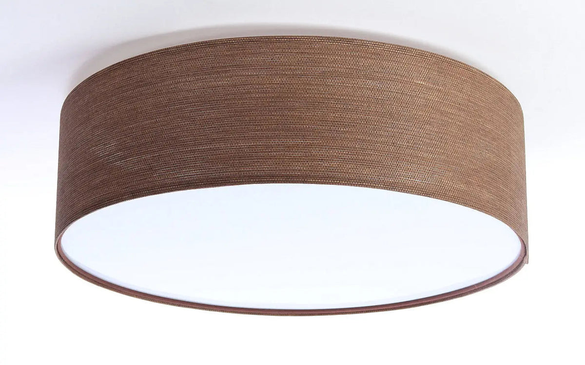 Plafonnier rond en tissu marron alvéolé, 50 cm