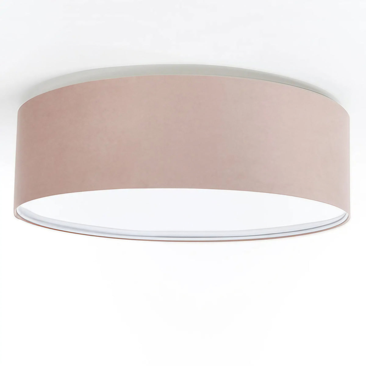 Plafonnier cylindrique en tissu rose poudré, 2 ampoules E27