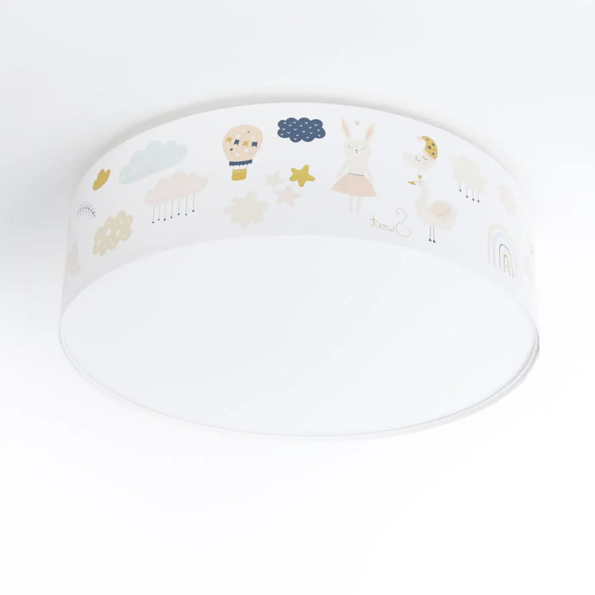 Plafonnier enfant blanc, arcs-en-ciel et nuages orange clair