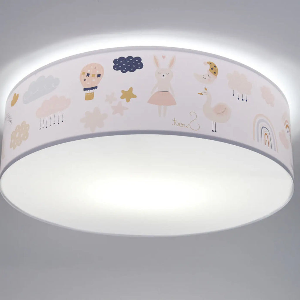 Plafonnier enfant blanc, arcs-en-ciel et nuages orange clair