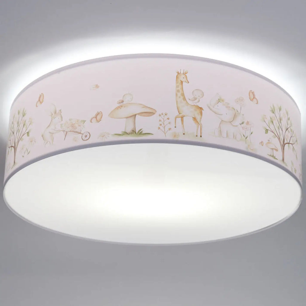 Plafonnier enfant blanc au décor de forêt, trois diamètres