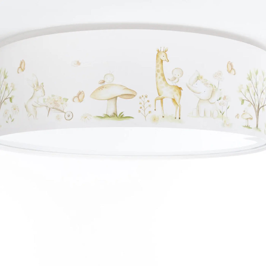Plafonnier enfant blanc au décor de forêt, trois diamètres