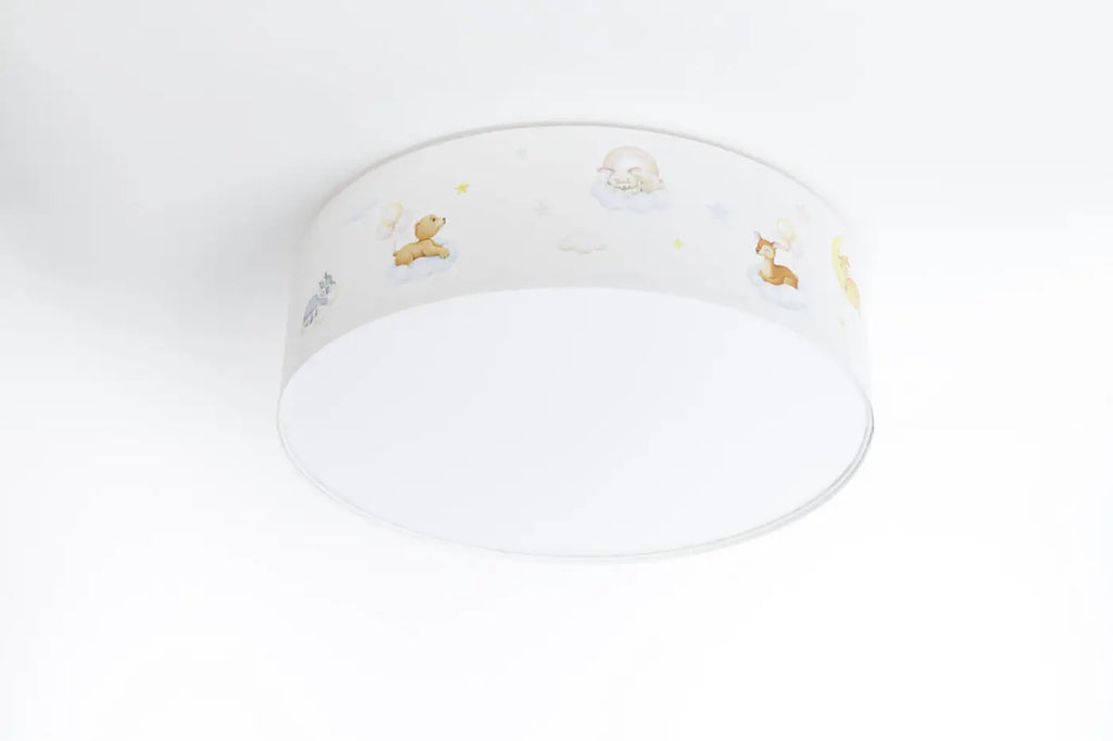 Plafonnier enfant blanc à nuages et étoiles, trois diamètres