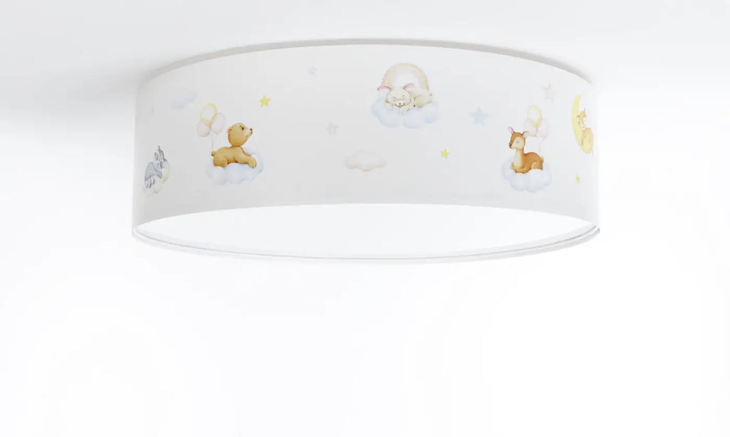 Plafonnier enfant blanc à nuages et étoiles, trois diamètres