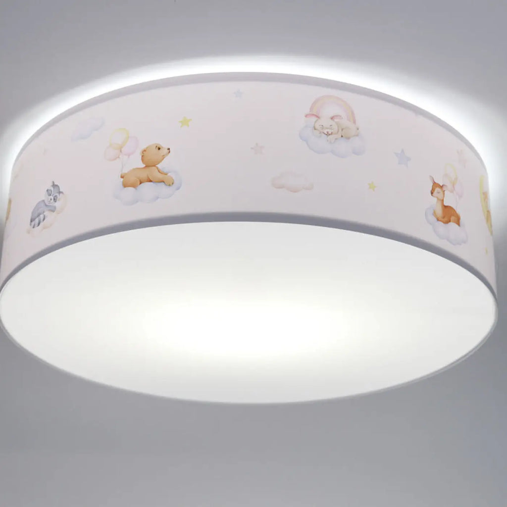 Plafonnier enfant blanc à nuages et étoiles, trois diamètres