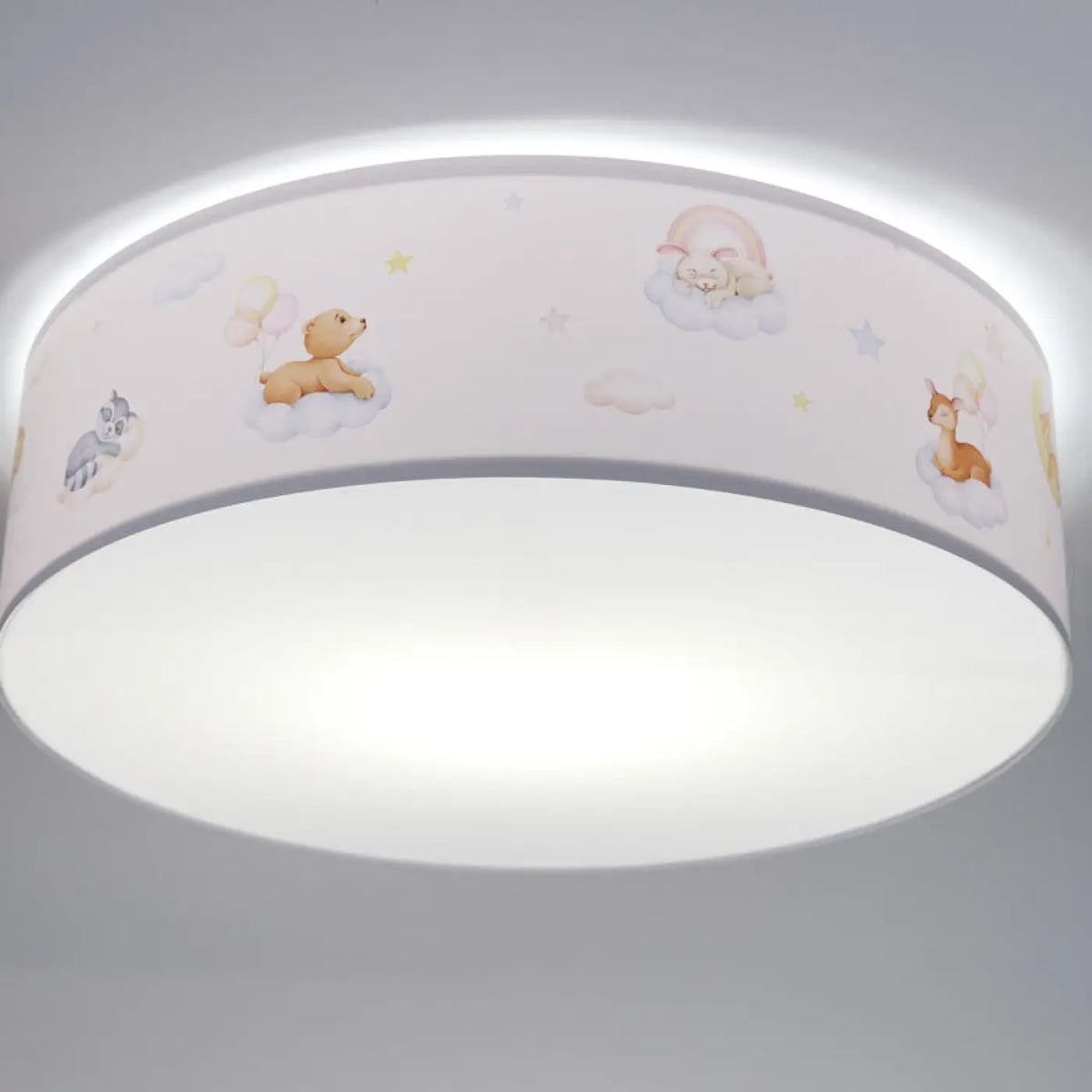 Plafonnier enfant blanc à nuages et étoiles, trois diamètres