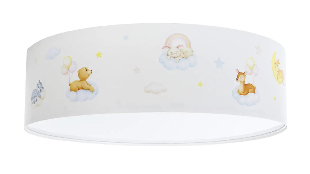 Plafonnier enfant blanc à nuages et étoiles, trois diamètres