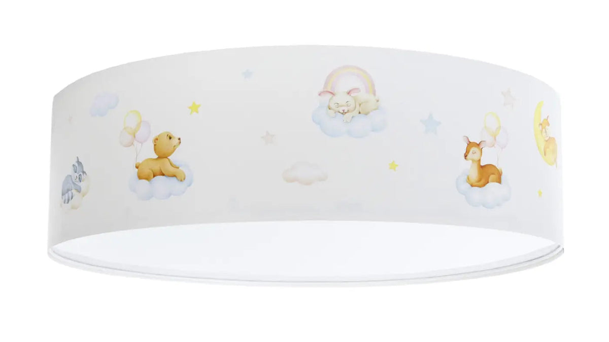 Plafonnier enfant blanc à nuages et étoiles, trois diamètres