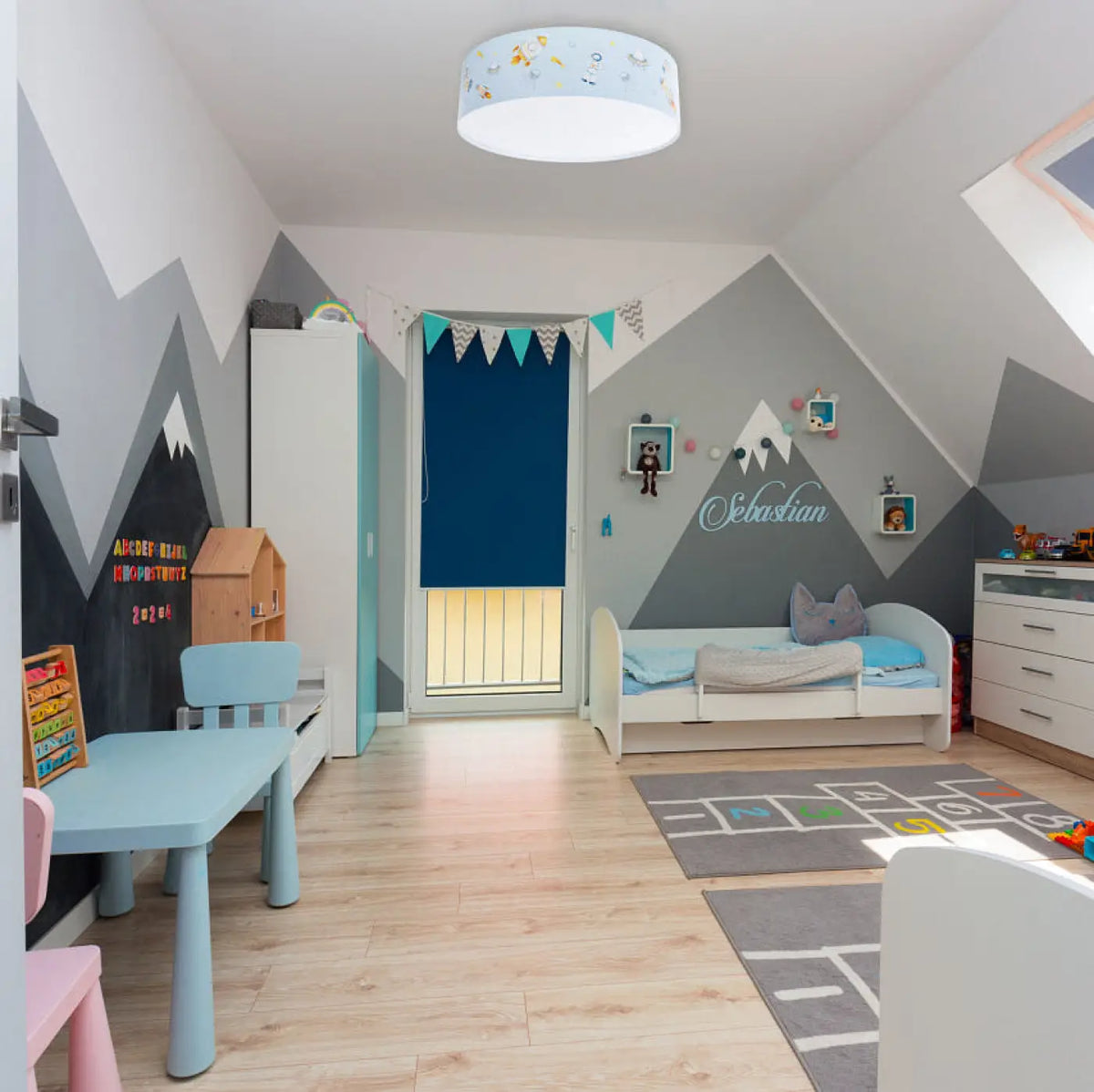 Plafonnier enfant espace, fusées et soucoupes, 40 à 60 cm
