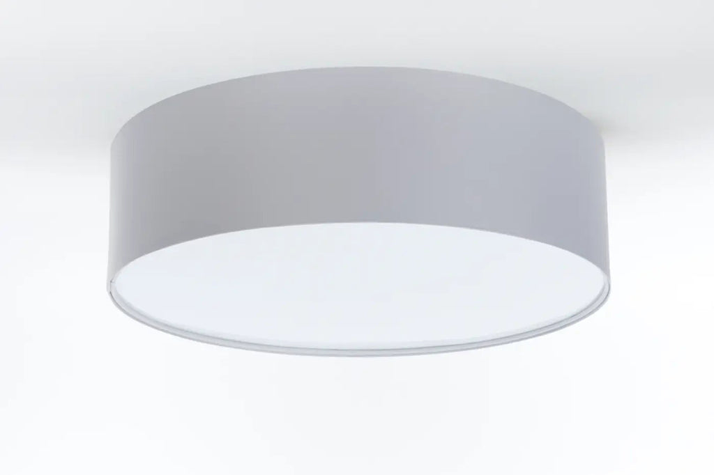 Plafonnier cylindre en tissu gris platine, quatre diamètres