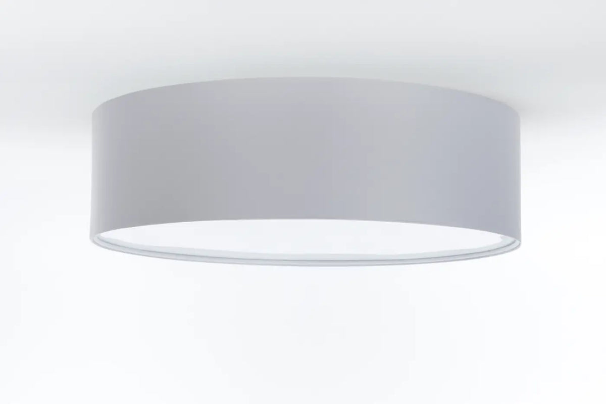 Plafonnier cylindre en tissu gris platine, quatre diamètres