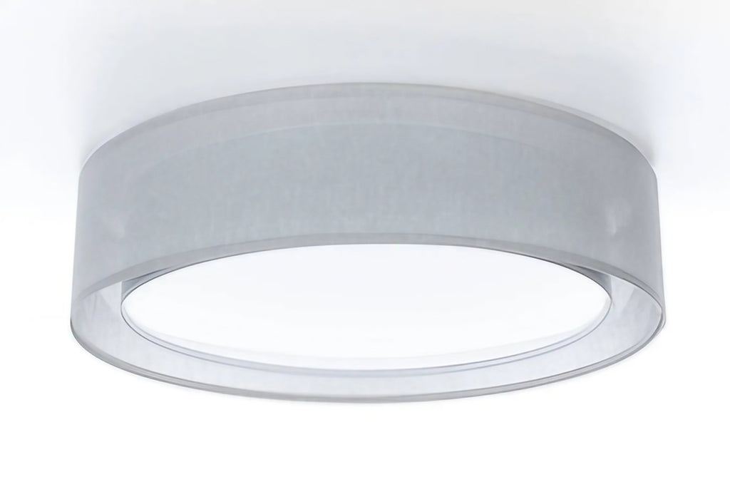 Plafonnier rond en tissu gris platine, 50 ou 60 cm