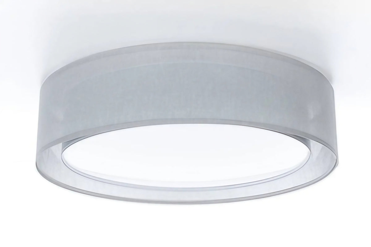 Plafonnier rond en tissu gris platine, 50 ou 60 cm