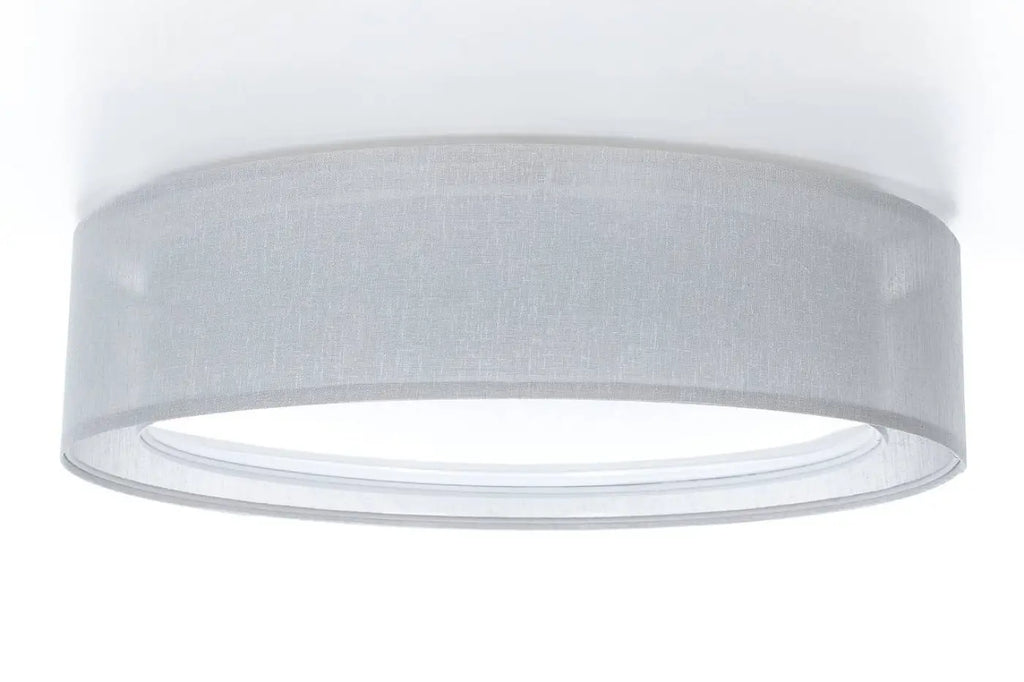 Plafonnier rond en tissu gris platine, 50 ou 60 cm